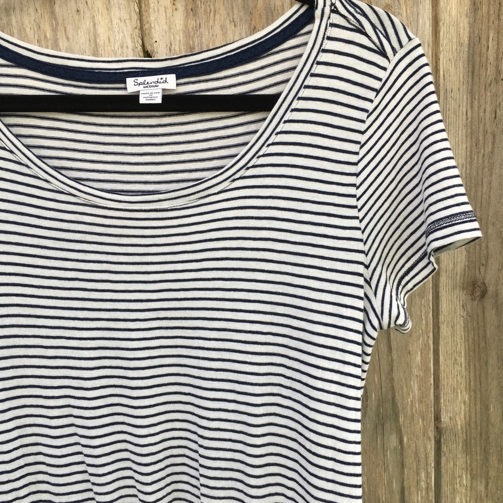 Anthropologie Navy Splendid Striped Cotton Mini Dress Medium - Picture 3 of 9